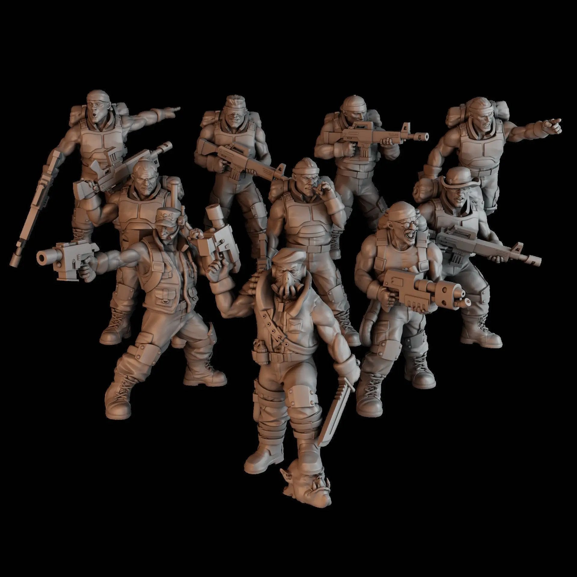 3D printed Green Hell Division Squad x10 models by Last Hope Miniatures for DakkaDakka Miniatures, detailed military miniatures on a white background.