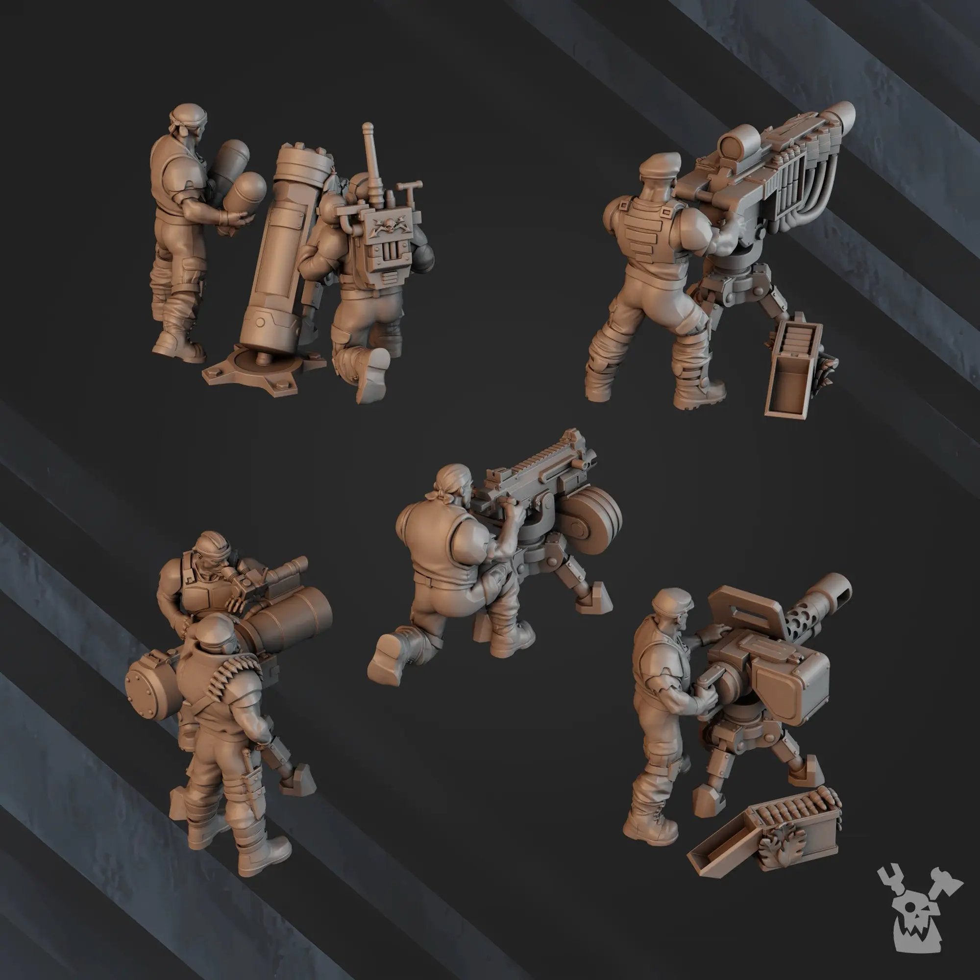 3D printed Green Hell Heavy Fire Support model by Last Hope Miniatures, detailed miniature for tabletop gaming, painted green with weapon details.