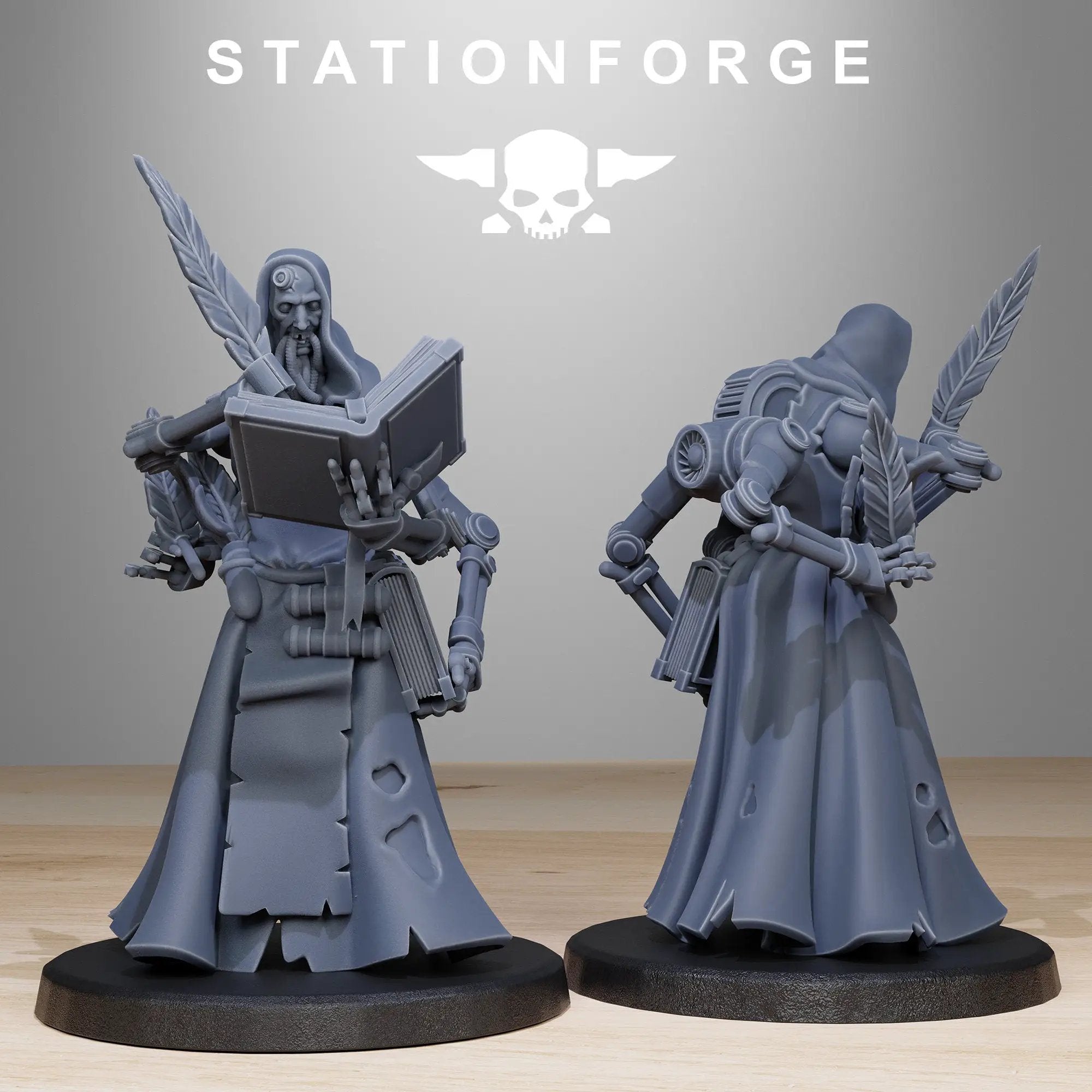 3D printed GrimCorp Mercenaries model by StationForge Miniatures, detailed sci-fi miniatures for tabletop gaming.