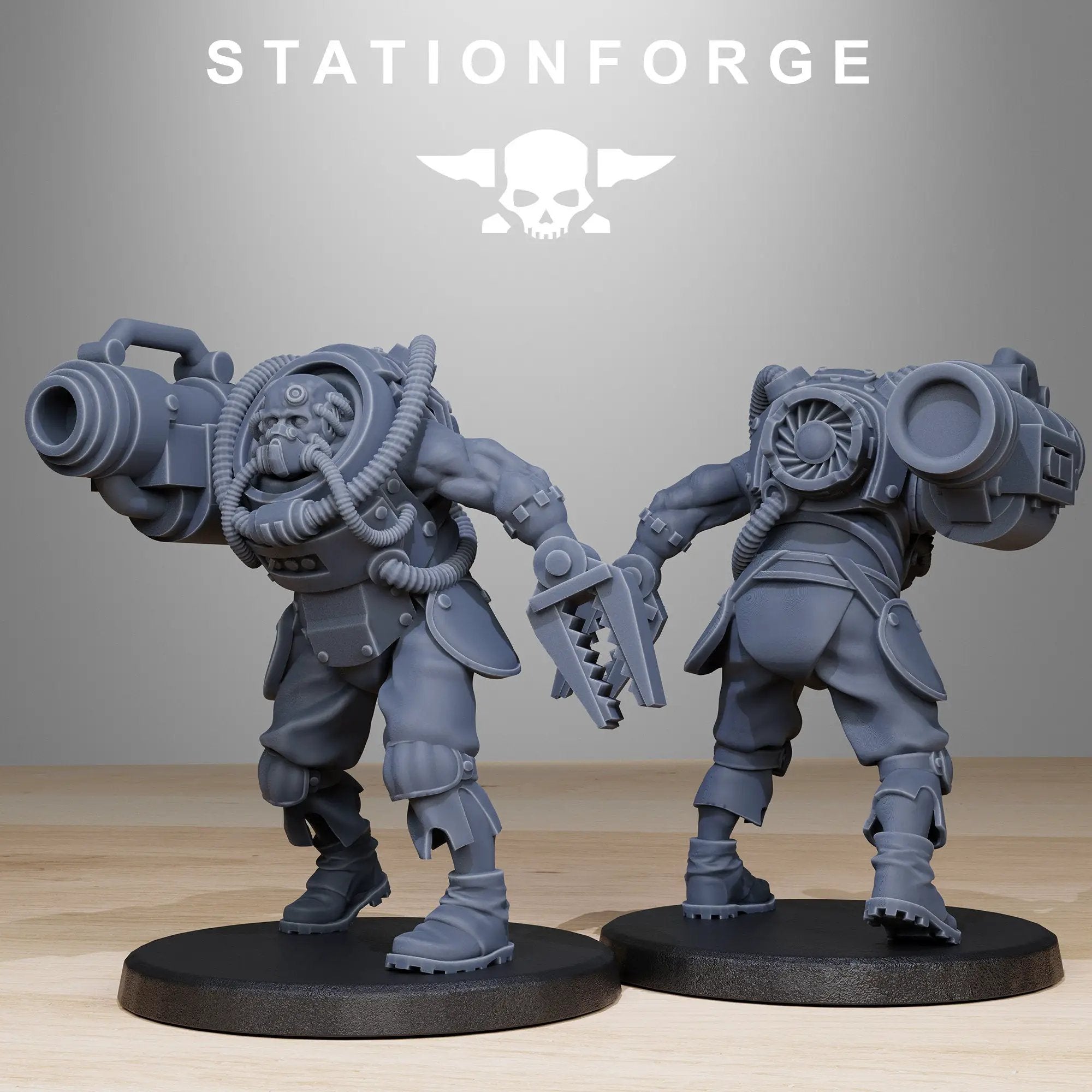 3D printed GrimCorp Mercenaries model by StationForge Miniatures, detailed miniature figures for tabletop gaming.