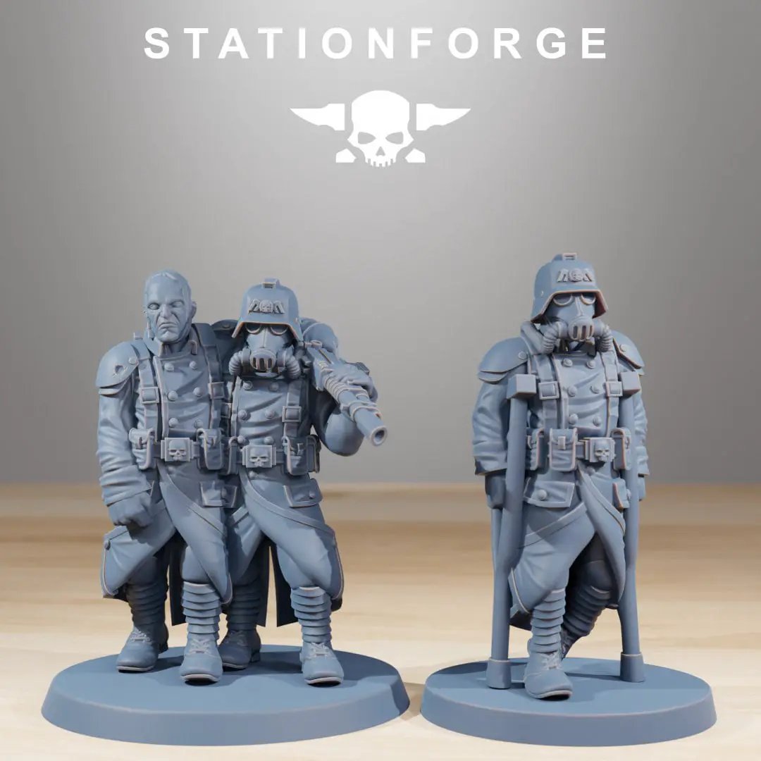 3D printed GrimGuard Casualties model by StationForge Miniatures, featuring detailed futuristic soldier figures for tabletop gaming.