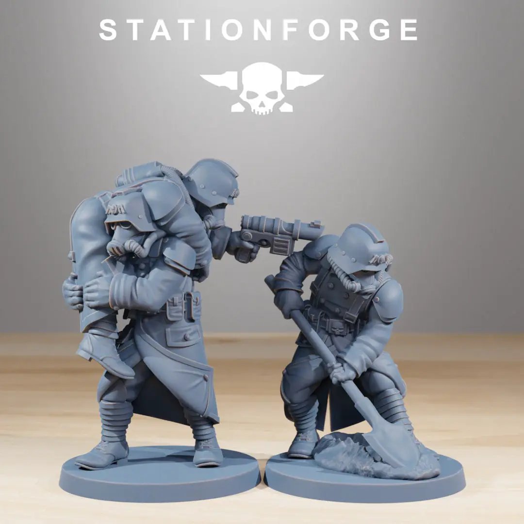 3D printed GrimGuard casualties model from Last Hope Miniatures by StationForge Miniatures, featuring detailed sci-fi figure with weapons and armor.