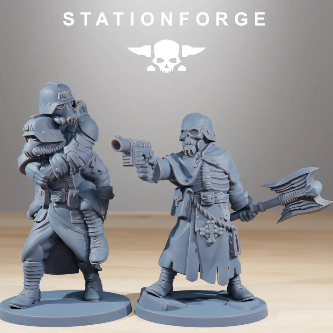 3D printed GrimGuard casualties model by Last Hope Miniatures, featuring detailed miniatures in a sci-fi combat scene.