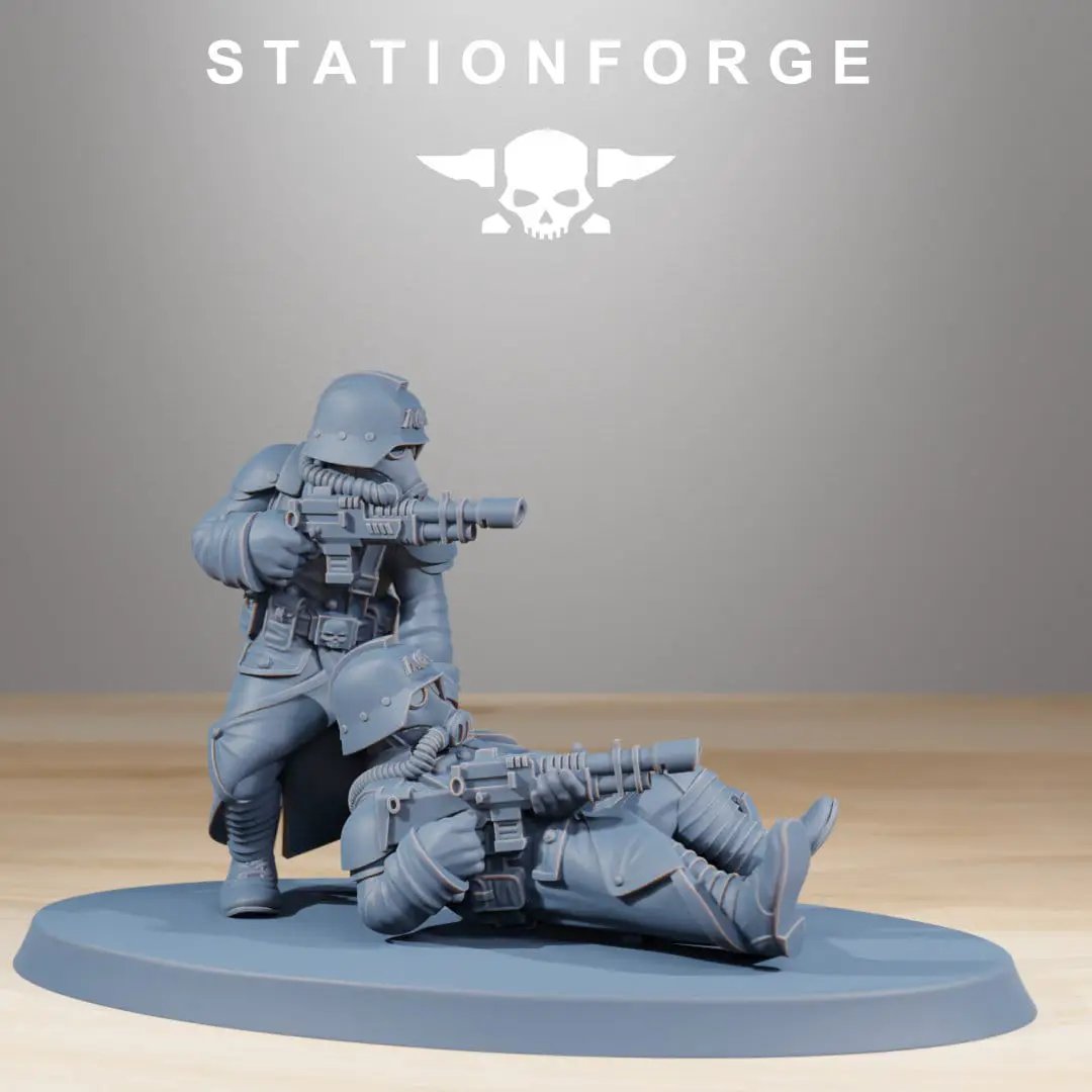 3D printed GrimGuard casualties model by Last Hope Miniatures, featuring detailed figures from StationForge Miniatures.