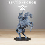 3D printed GrimGuard Cavalry Captain model by Last Hope Miniatures, featuring detailed armor and weaponry, from StationForge Miniatures.