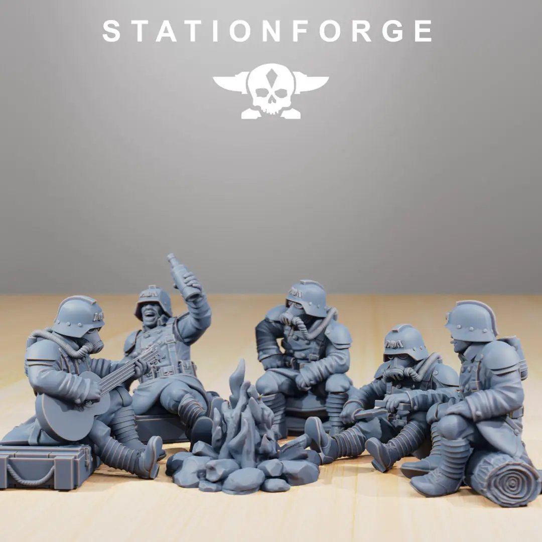 3D printed GrimGuard Comrades model by Last Hope Miniatures, featuring detailed figures in combat poses for tabletop gaming.