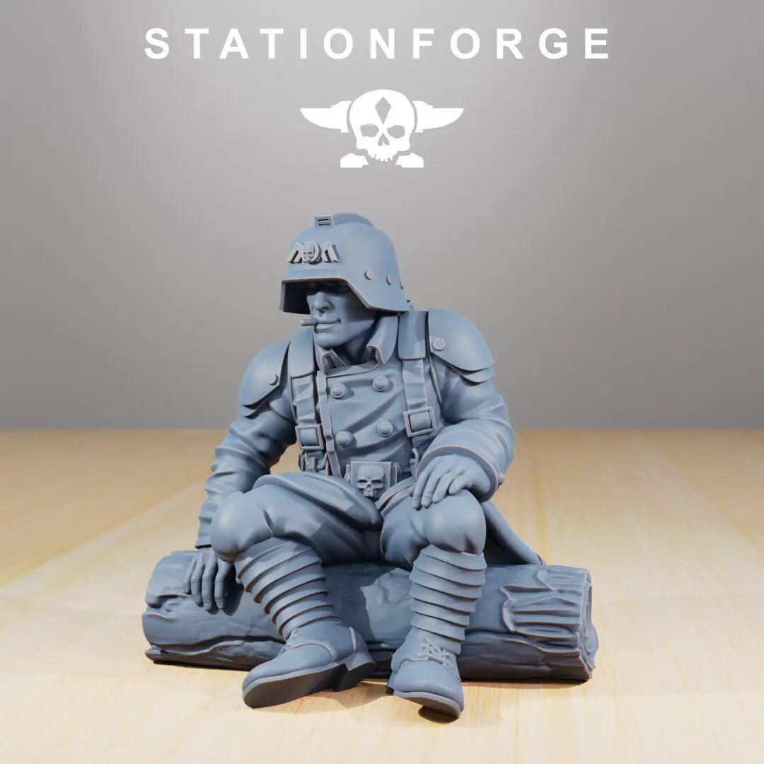 3D printed GrimGuard Comrades model by Last Hope Miniatures, featuring detailed figures from StationForge Miniatures.