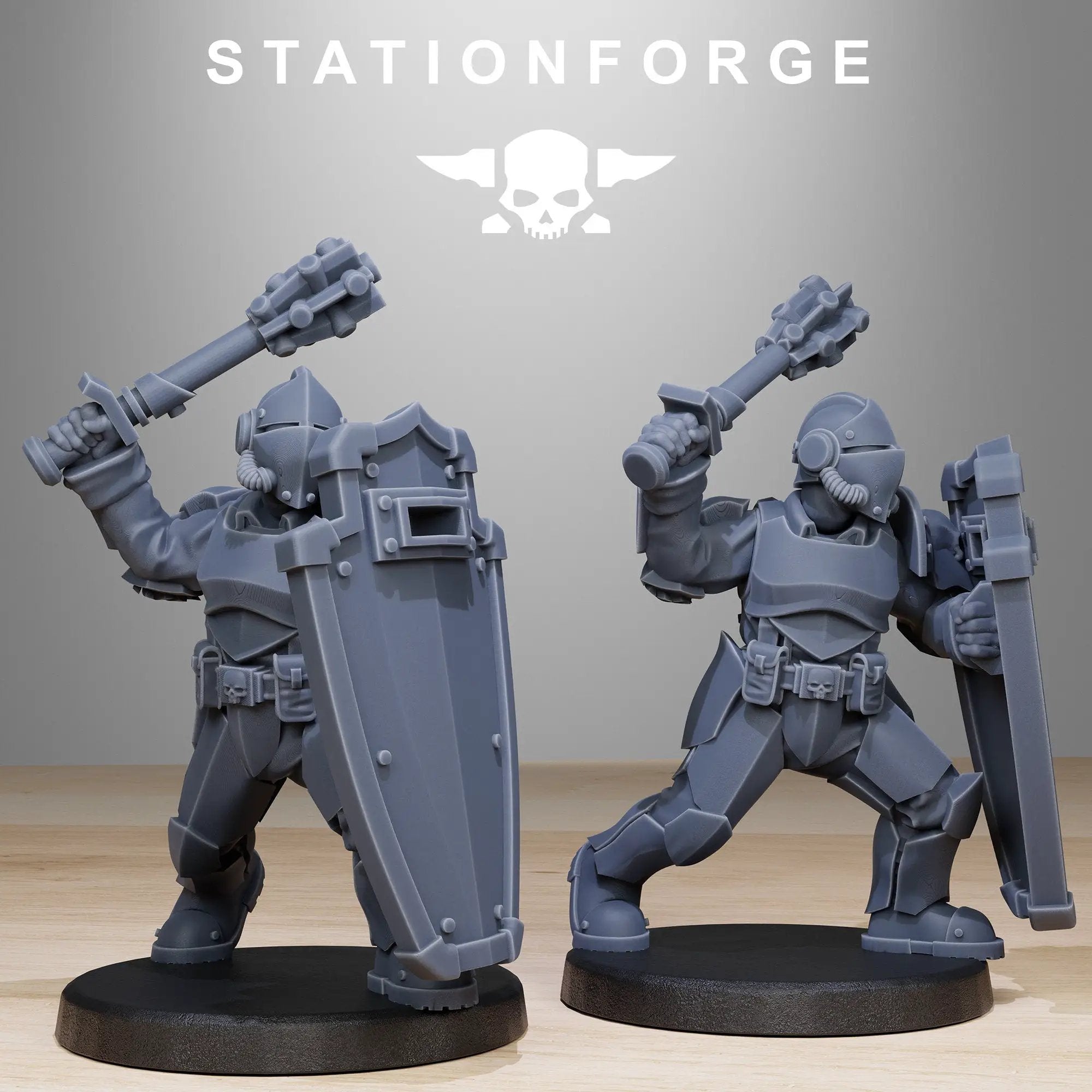 3D printed GrimGuard Enforcers model by StationForge Miniatures, detailed figures from Last Hope Miniatures collection.