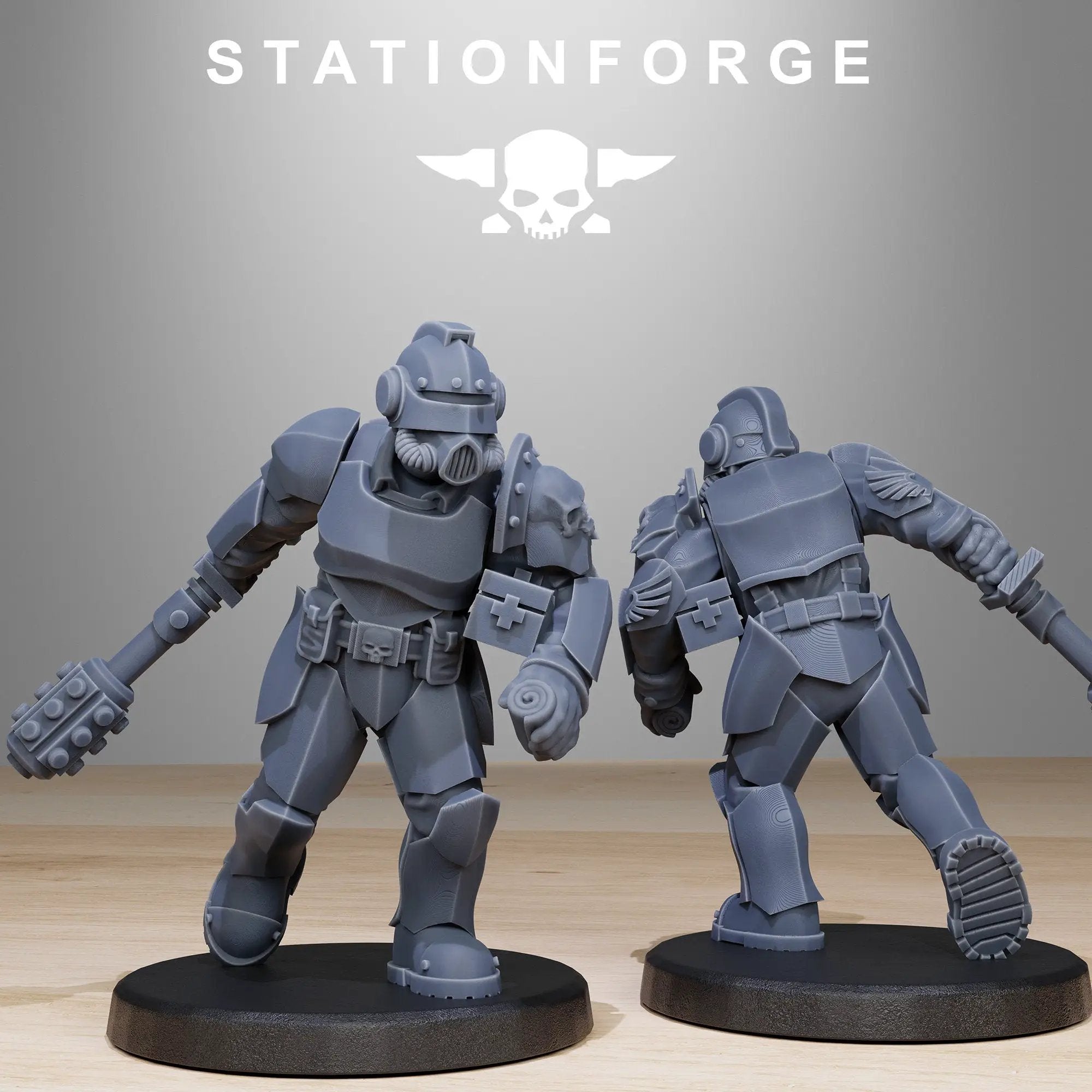 3D printed GrimGuard Enforcers model by Last Hope Miniatures, featuring detailed figures from StationForge Miniatures.