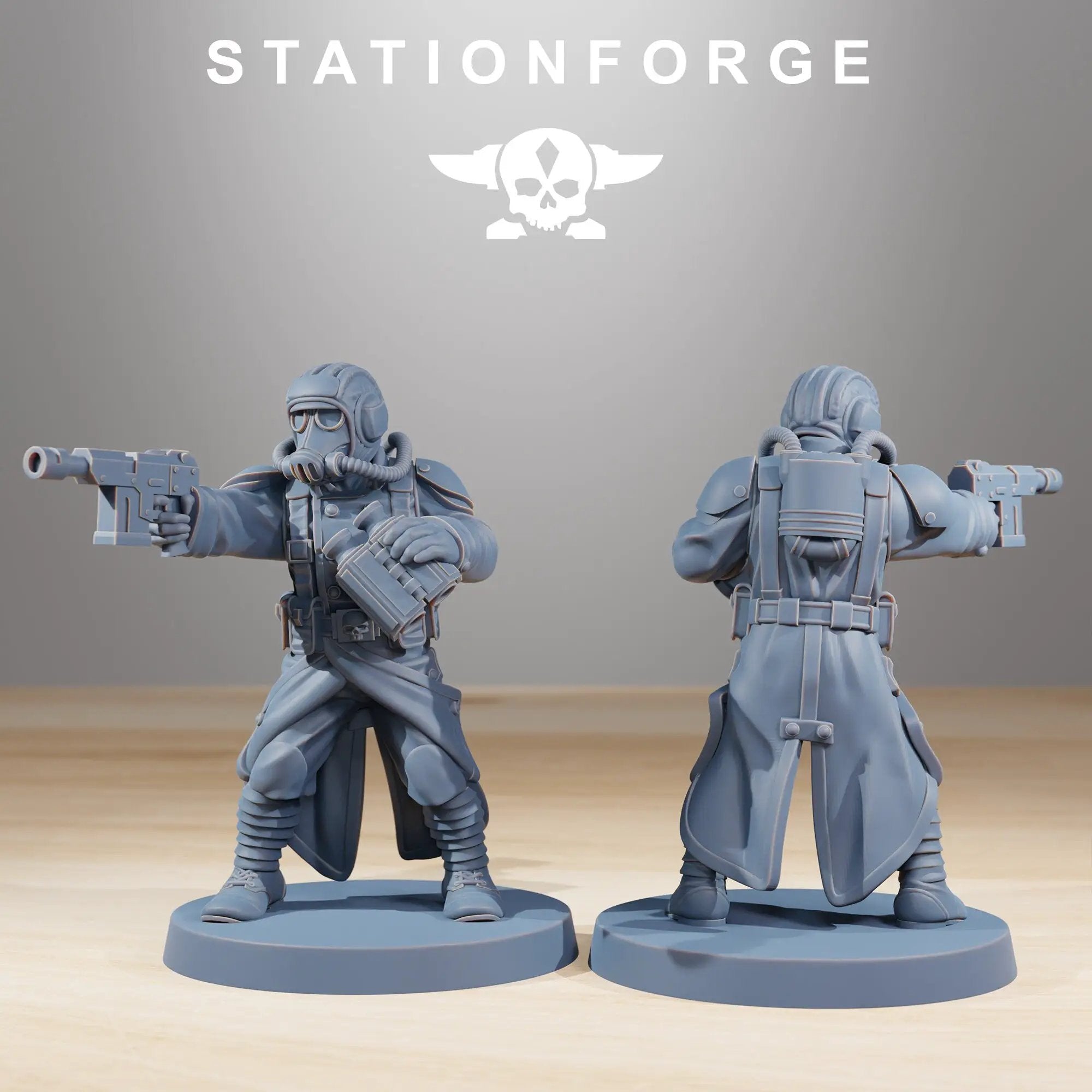 3D printed GrimGuard Flame Tank model by Last Hope Miniatures, featuring detailed flames and armored design from StationForge Miniatures.
