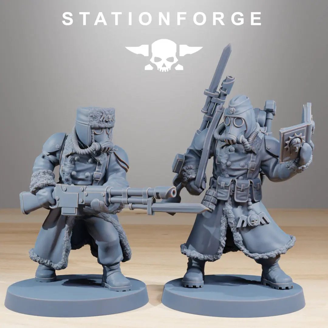 3D printed GrimGuard Frostwatch model by Last Hope Miniatures, featuring intricate details and icy armor design.