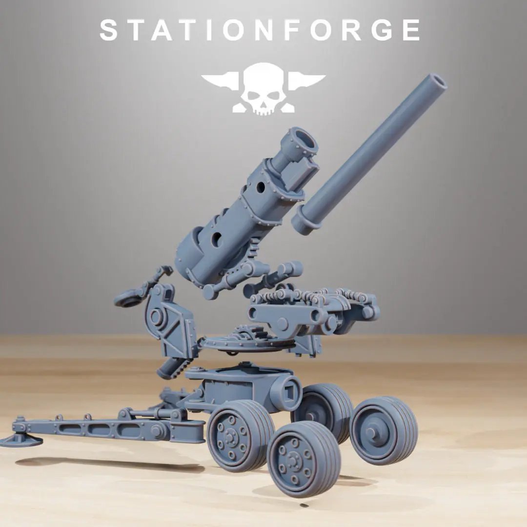 3D printed GrimGuard Heavy Artillery model by Last Hope Miniatures, detailed miniature for tabletop gaming, produced by StationForge Miniatures
