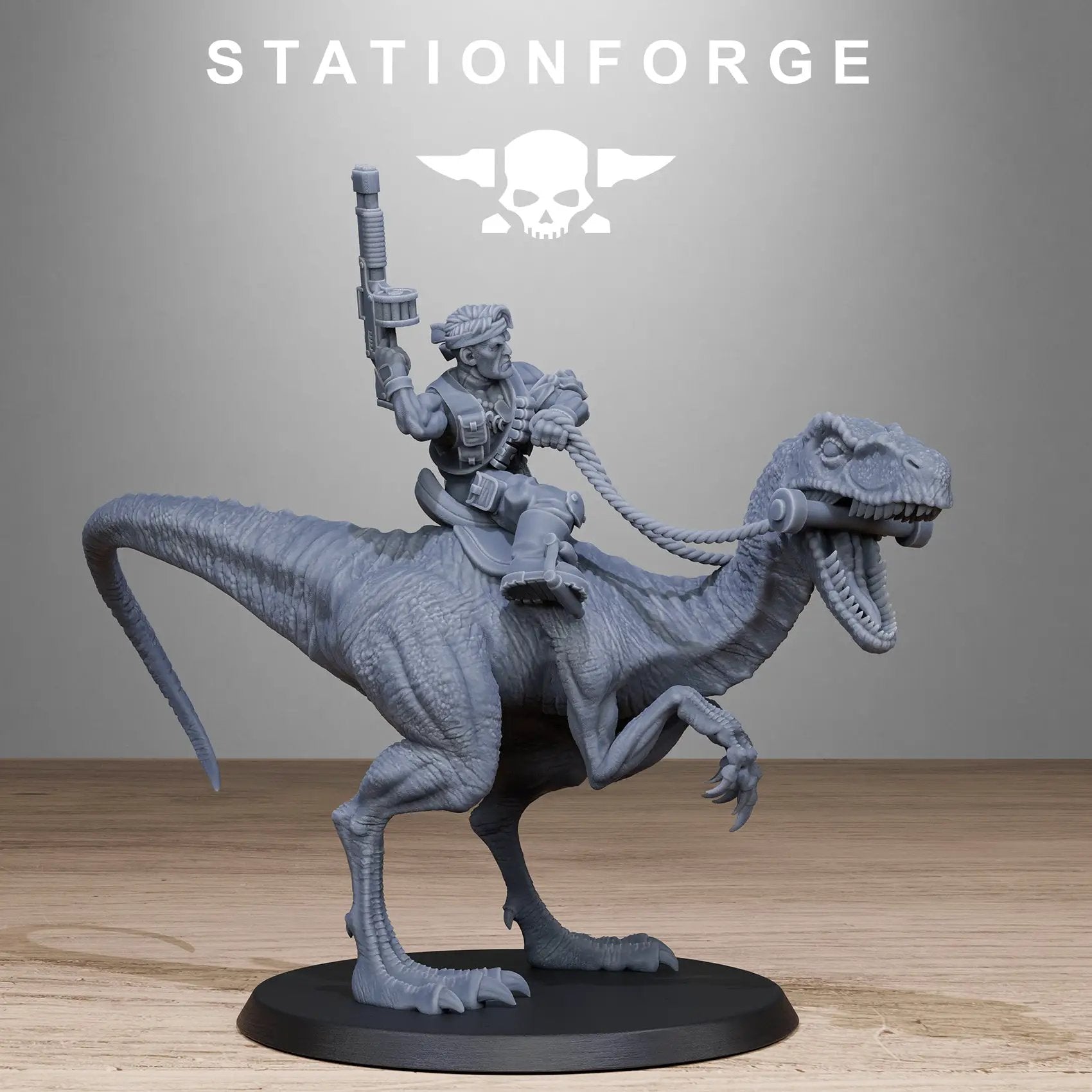 3D printed GrimGuard Jungle Raptors model by Last Hope Miniatures, showing detailed dinosaur figures for tabletop gaming.