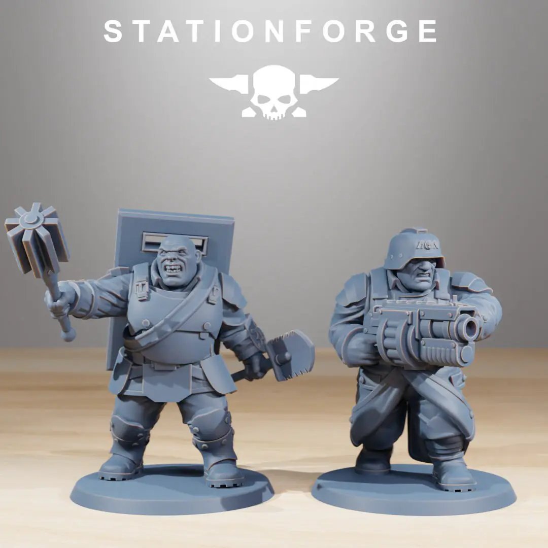 Ten 3D printed GrimGuard Mutants models by StationForge Miniatures, detailed fantasy miniatures for tabletop gaming.