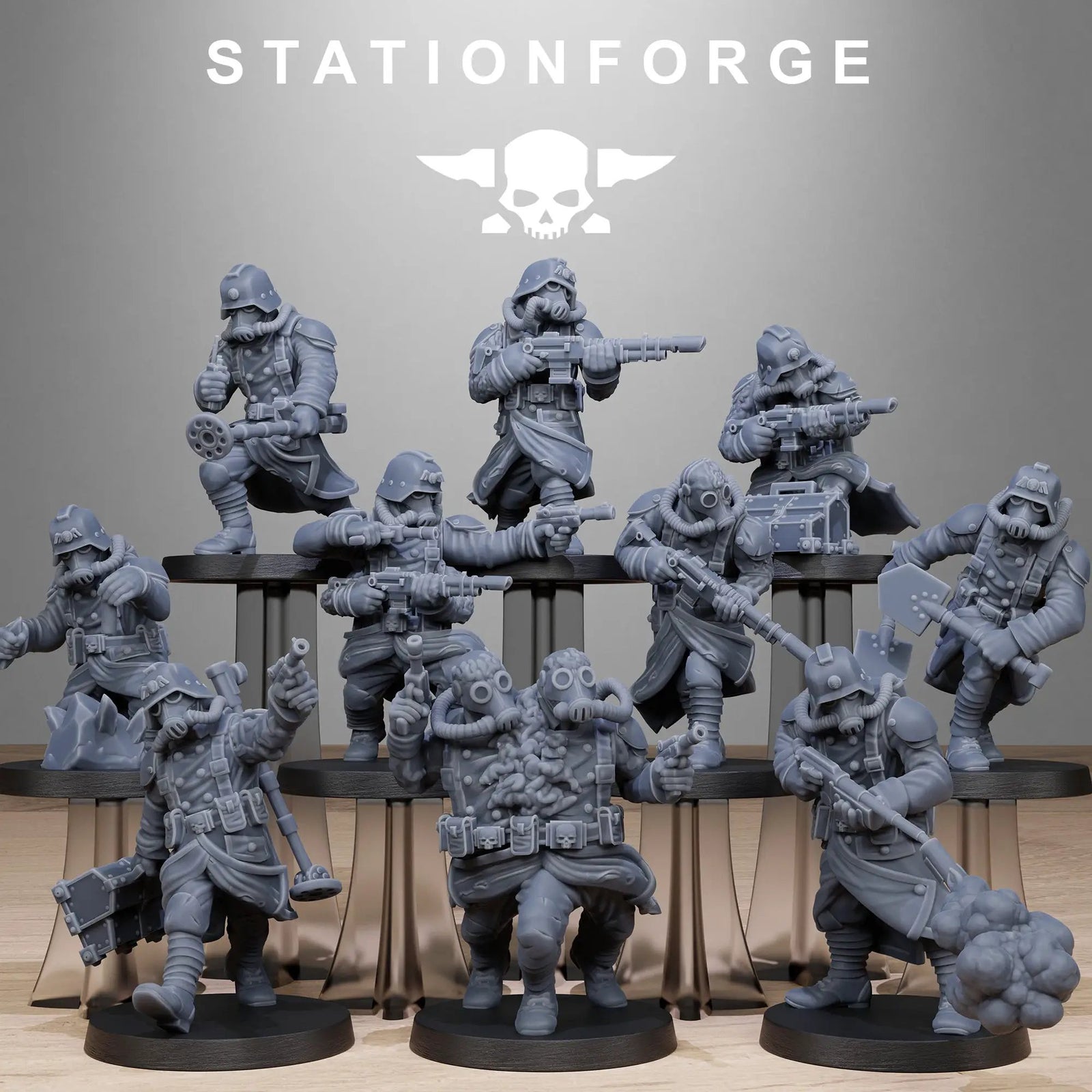 3D printed Grimguard Radioactive Mutants model by Last Hope Miniatures, featuring detailed mutant figures with radioactive themes.