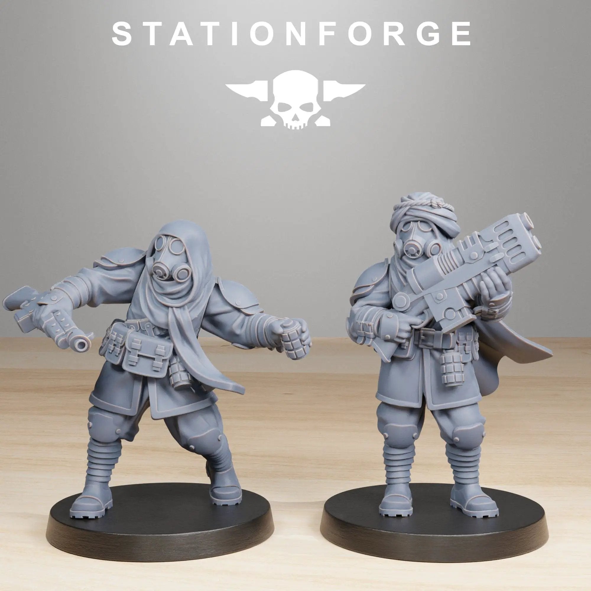 3D printed GrimGuard Scorchers model by Last Hope Miniatures, featuring detailed fantasy warrior figures with fiery armor and weapons.