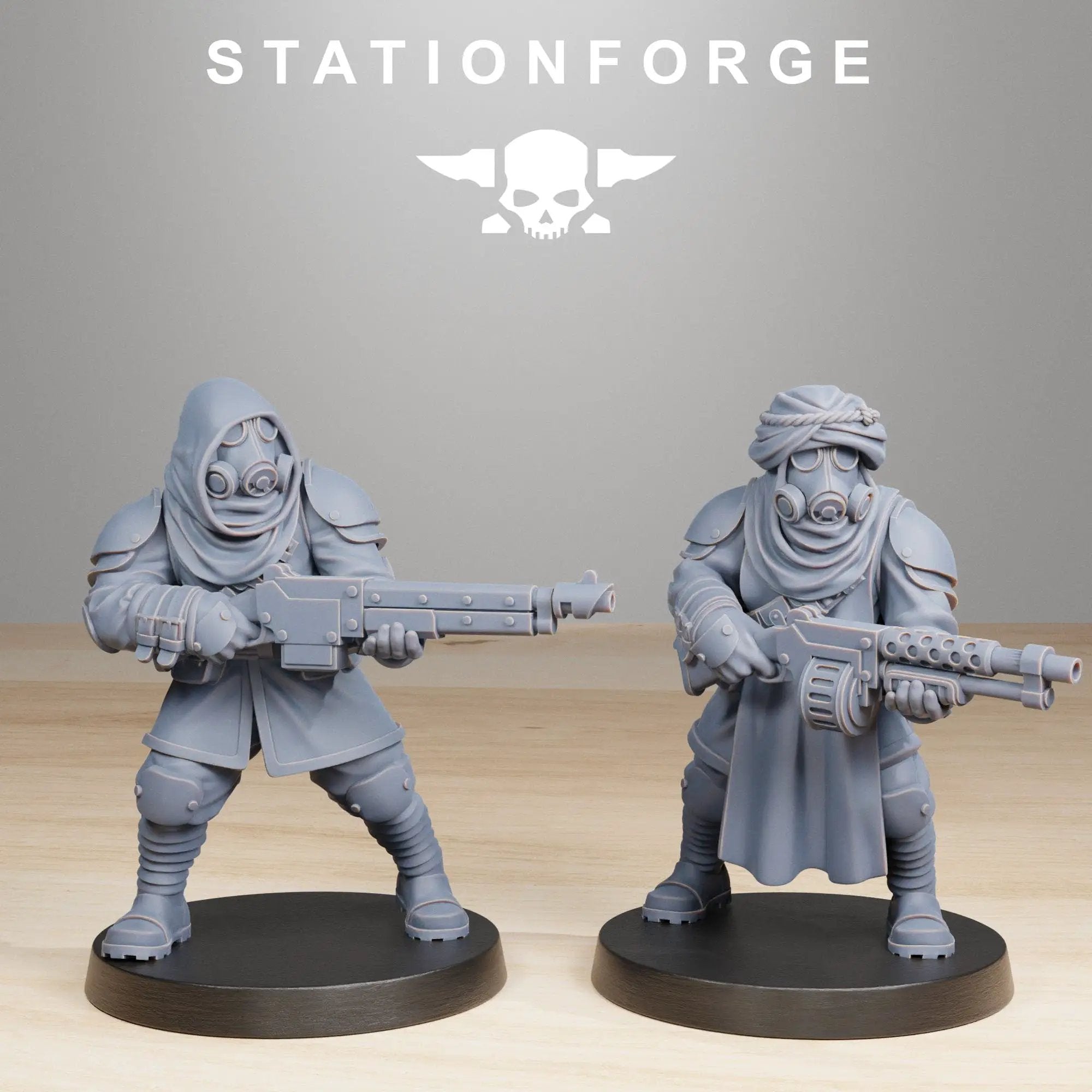 3D printed GrimGuard Scorchers model by Last Hope Miniatures, featuring detailed miniatures with fiery armor and weapons.