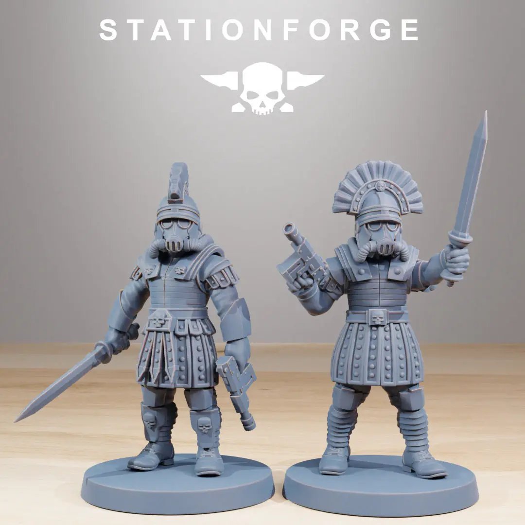3D printed GrimGuard Vexillatio model by Last Hope Miniatures, featuring detailed miniature figures in a dynamic pose.