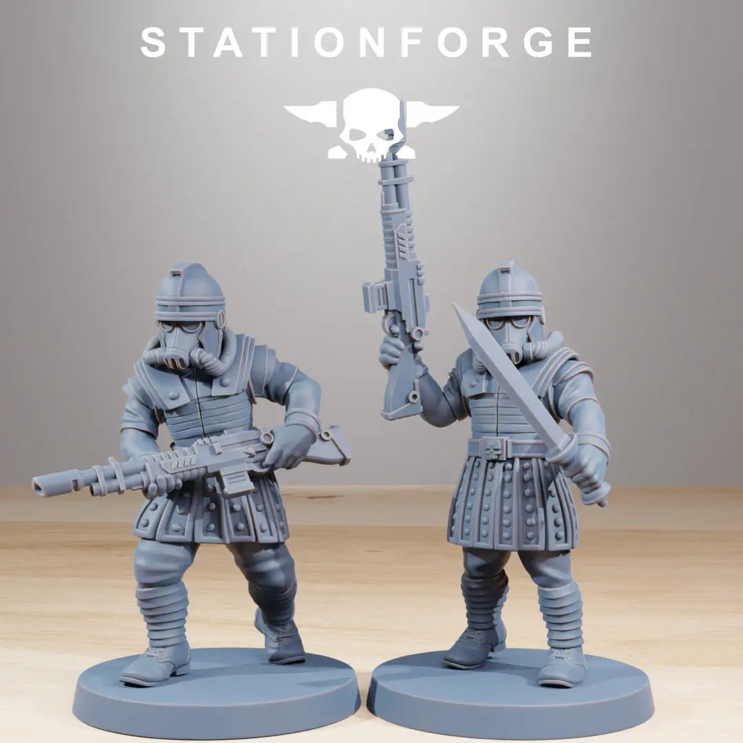 3D printed GrimGuard Vexillatio model by Last Hope Miniatures, featuring detailed miniature figures from StationForge Miniatures.