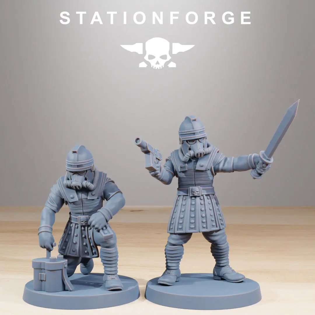 3D printed GrimGuard Vexillatio model by Last Hope Miniatures, featuring detailed miniature soldiers in armor for tabletop gaming.