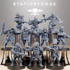 3D printed GrimGuard Xenarid Hunters model by StationForge Miniatures, showcasing detailed insectoid alien figures with intricate armor.