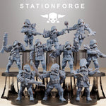 3D printed GrimGuard Xenarid Hunters model by StationForge Miniatures, showcasing detailed insectoid alien figures with intricate armor.