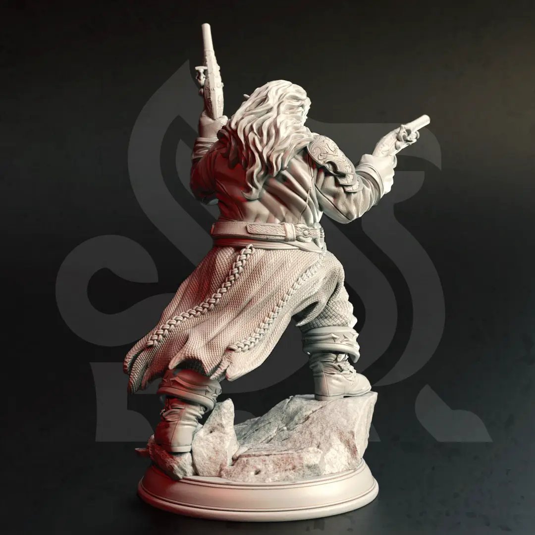 3D printed Hafling Gunslinger model by Last Hope Miniatures from DM Stash, detailed miniature figure on a plain background.