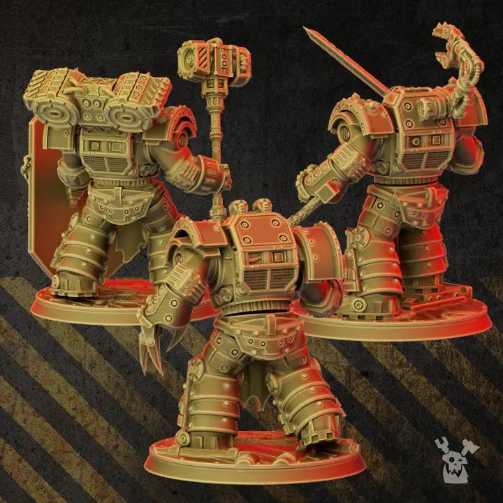 3D printed Heavy Metal Armor Brothers model by Last Hope Miniatures, featuring detailed medieval armor and weaponry.