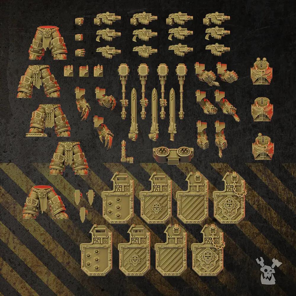 3D printed Heavy Metal Armor Brothers model set by Last Hope Miniatures, featuring five detailed miniature figures from DakkaDakka.