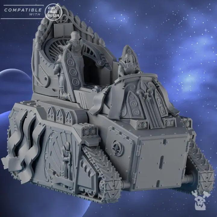 3D printed Heavy Preacher Tank model by Last Hope Miniatures for DakkaDakka Miniatures, detailed military miniature figure.