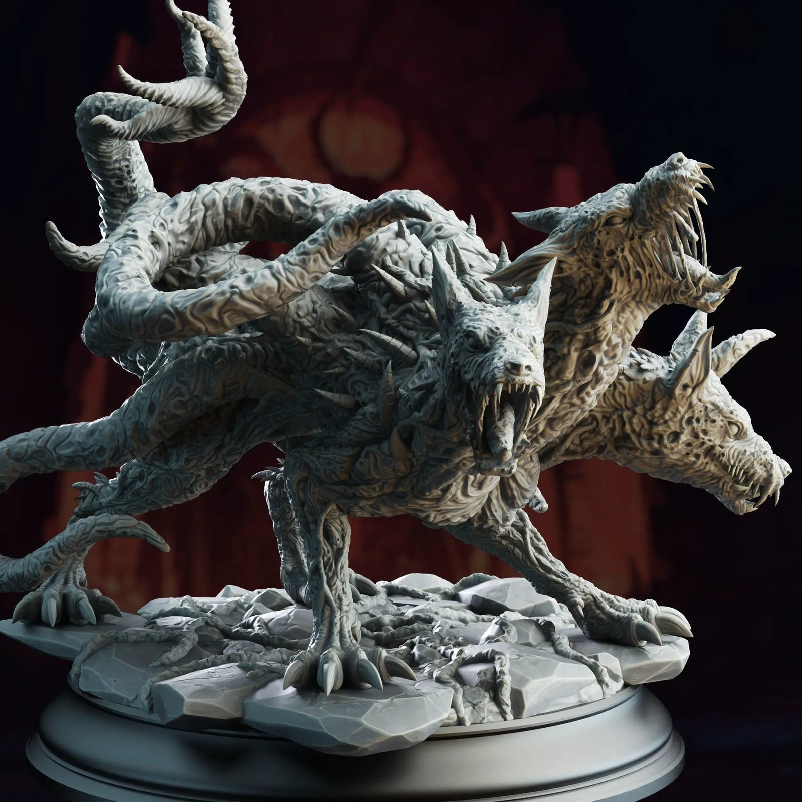 3D printed Hellhound Aberration model by Last Hope Miniatures, featuring detailed, menacing hellhound with intricate textures and sculpted details.