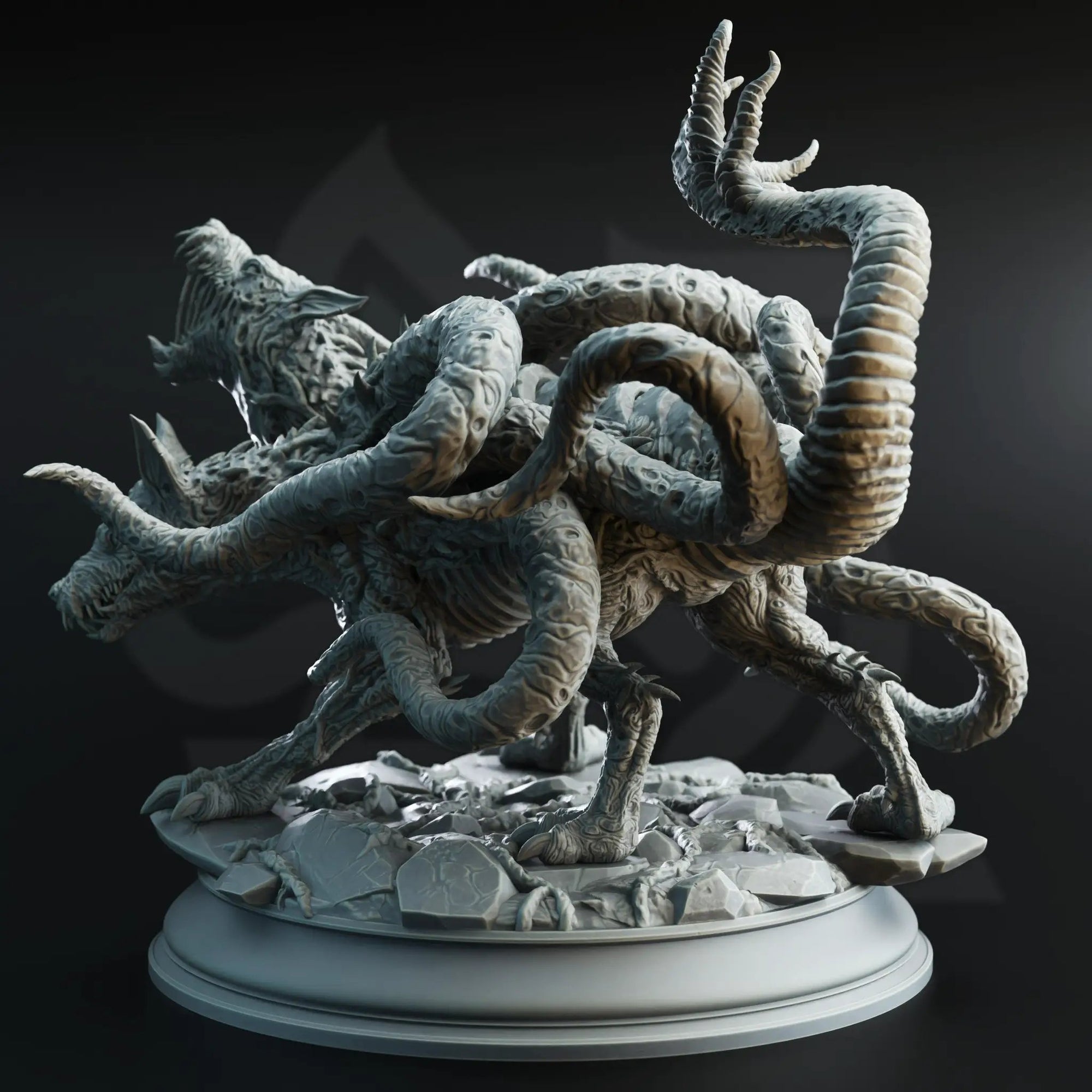 3D printed Hellhound Aberration model by Last Hope Miniatures from DM Stash, showing detailed demonic creature with fiery features.