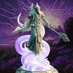 3D printed High Elf Master Sorcerer model by Last Hope Miniatures, detailed fantasy figure from DM Stash, featuring robes and magical staff.