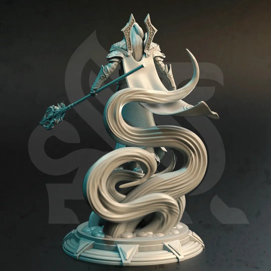 3D printed High Elf Master Sorcerer model by Last Hope Miniatures, detailed fantasy figure with flowing robes and magical staff.