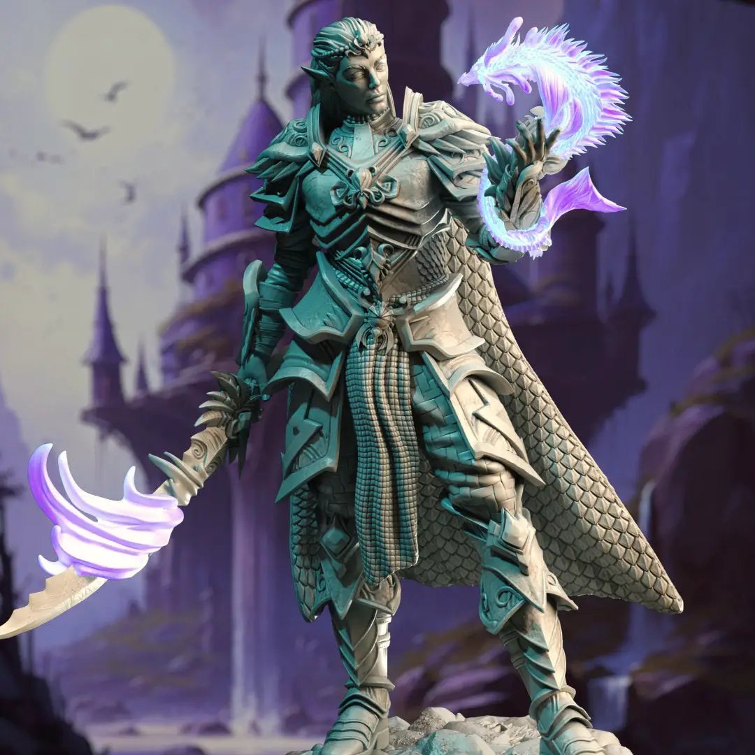 3D printed High Elf Spellblade model by Last Hope Miniatures, detailed miniature figure from DM Stash.
