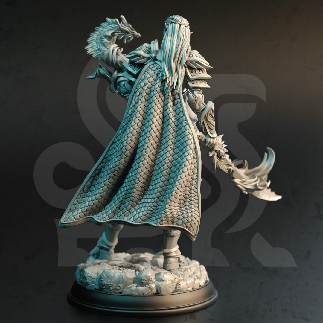 Detailed 3D printed High Elf Spellblade model by Last Hope Miniatures, showcasing intricate armor and magical weapon details.