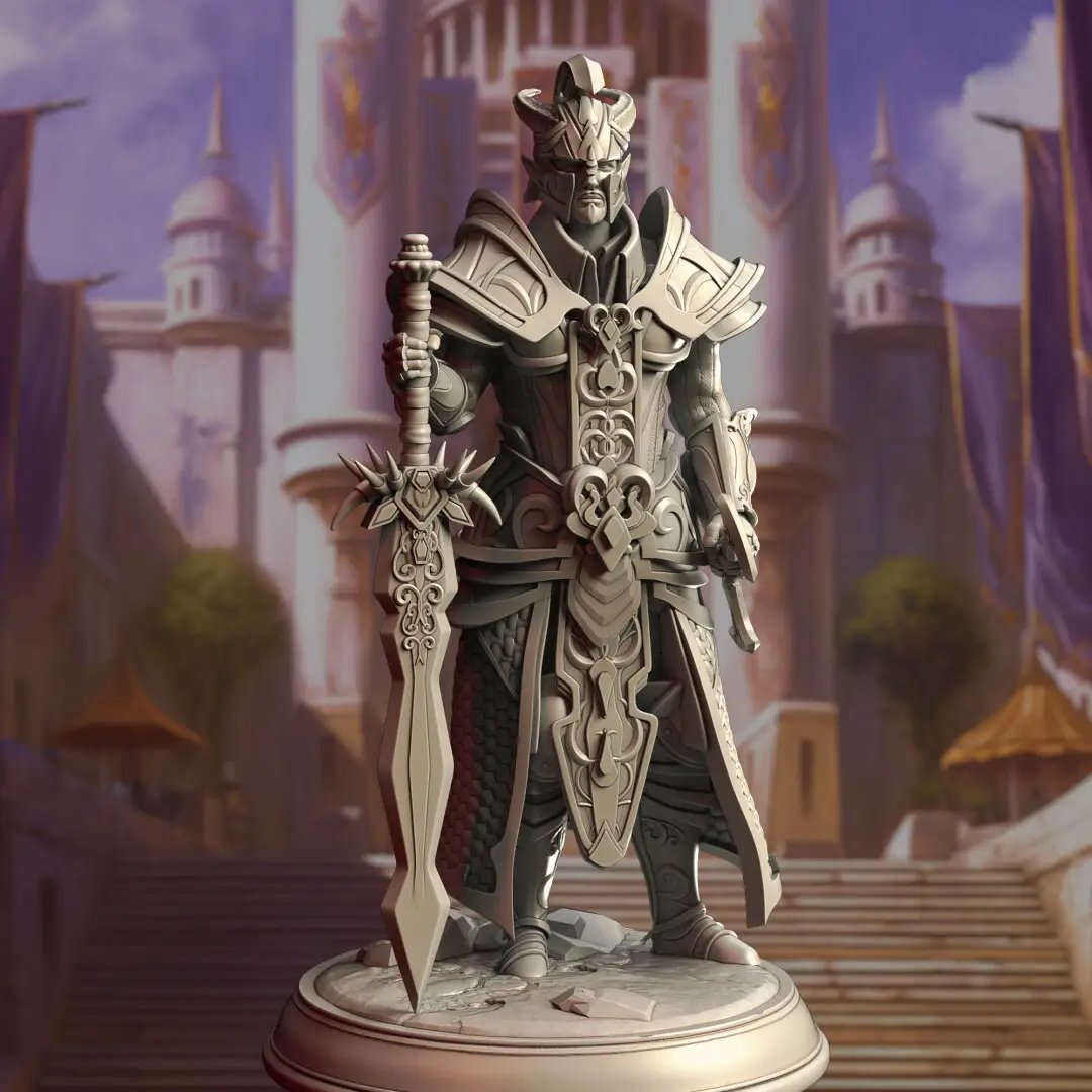 3D printed High Elf Warrior King model by Last Hope Miniatures, detailed fantasy figure with armor and regal stance.