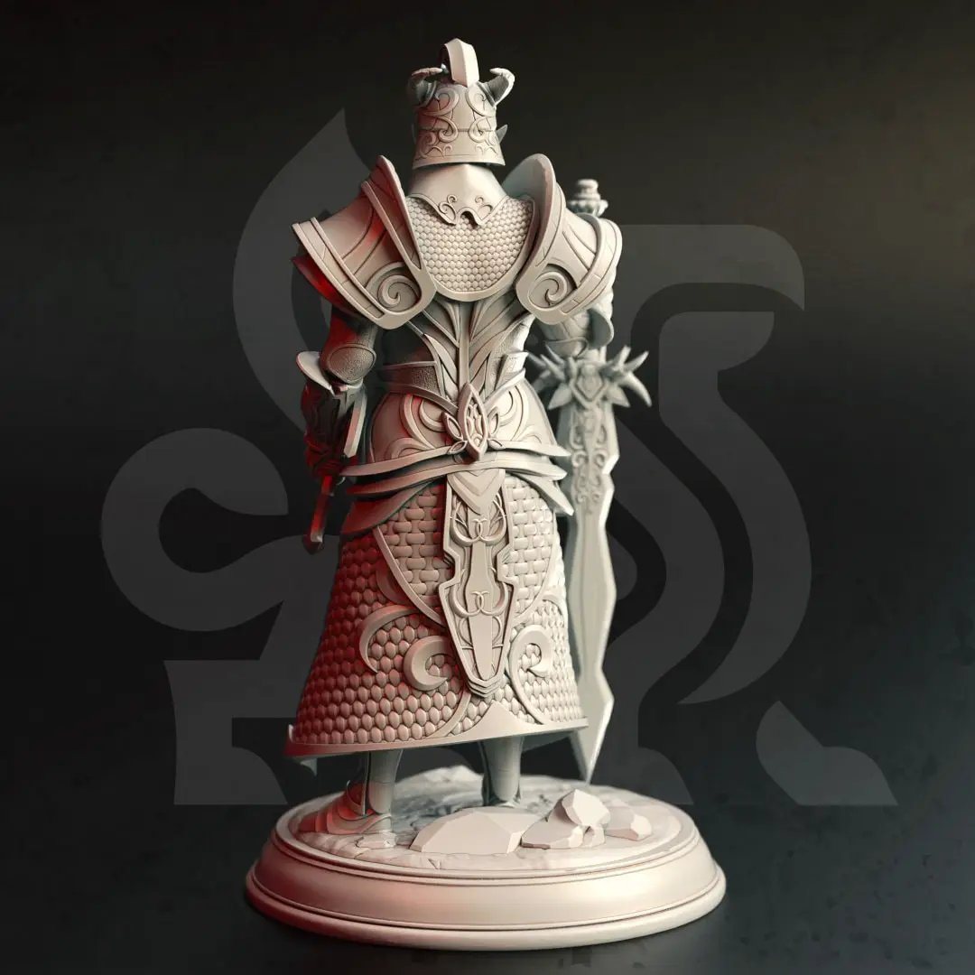 3D printed High Elf Warrior King model by Last Hope Miniatures, featuring intricate armor and regal pose on a detailed base.