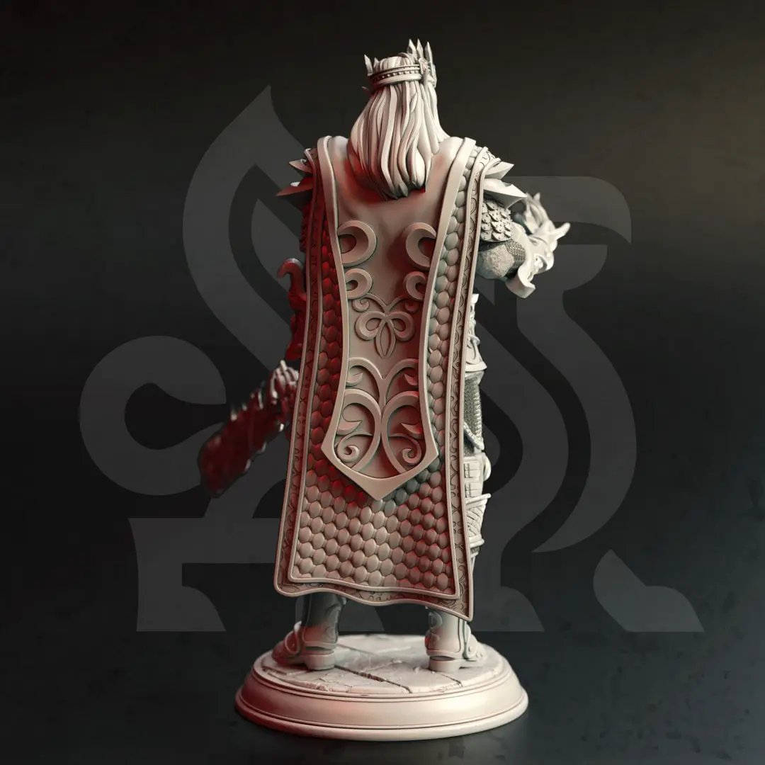 3D printed High Elven King model by Last Hope Miniatures from DM Stash, featuring detailed elven armor and regal pose.