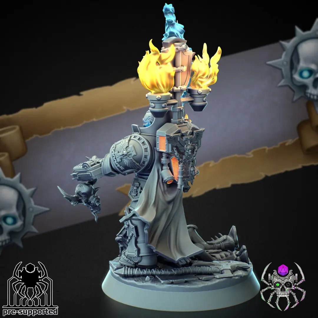 3D printed High Warden of Demon Hunters model by Last Hope Miniatures, detailed figure with armor and weapon in a dynamic pose.