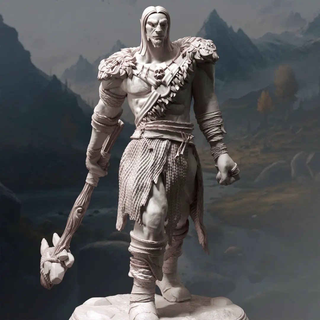 3D printed Hill Giant model by Last Hope Miniatures for Dungeons & Dragons tabletop gaming, featuring detailed sculpting and textures.