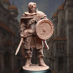 3D printed human fighter model by DM Stash from Last Hope Miniatures, detailed miniature figure with armor and weaponry.