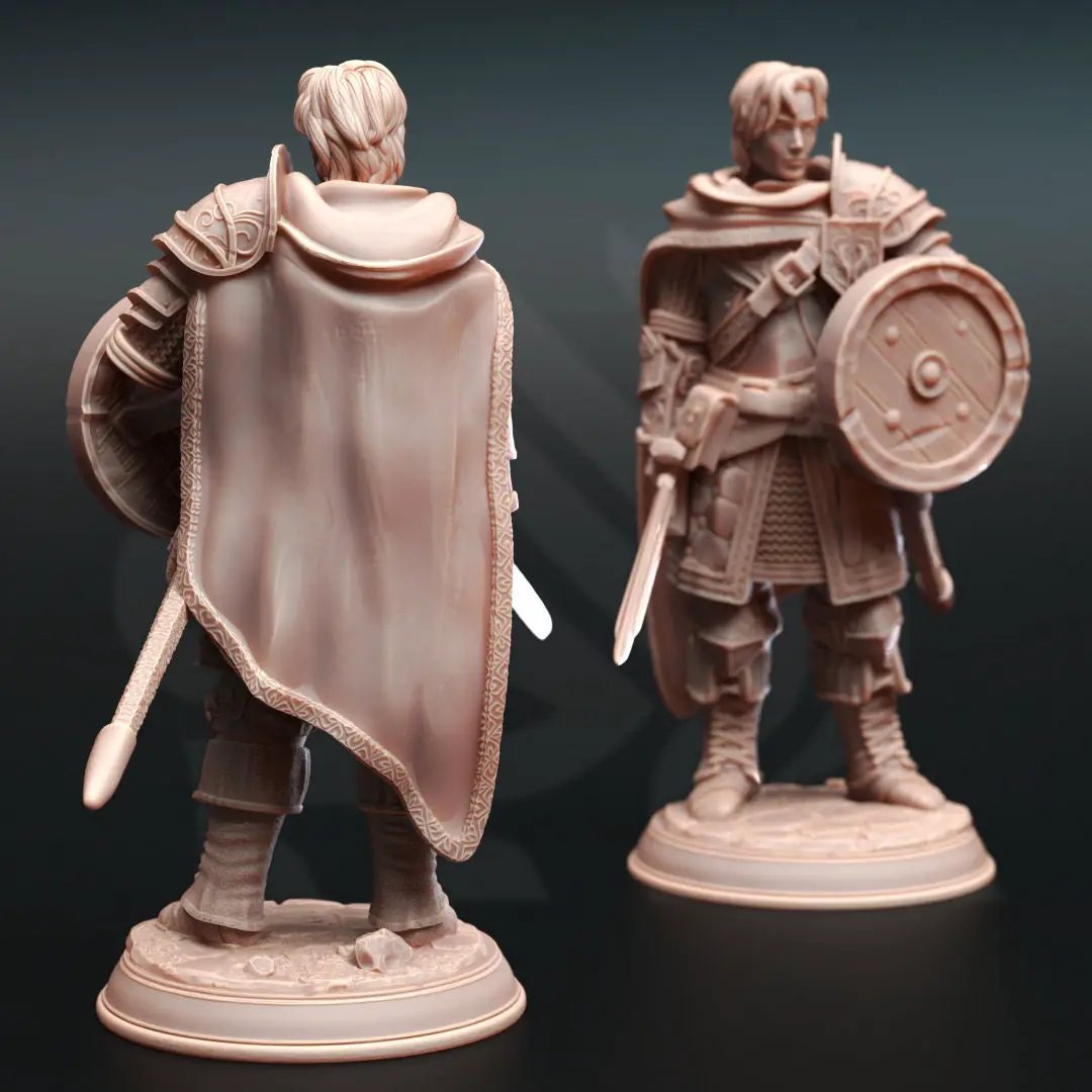 3D printed human fighter model by DM Stash, from Last Hope Miniatures, showing detailed miniature figure with armor and weapon.