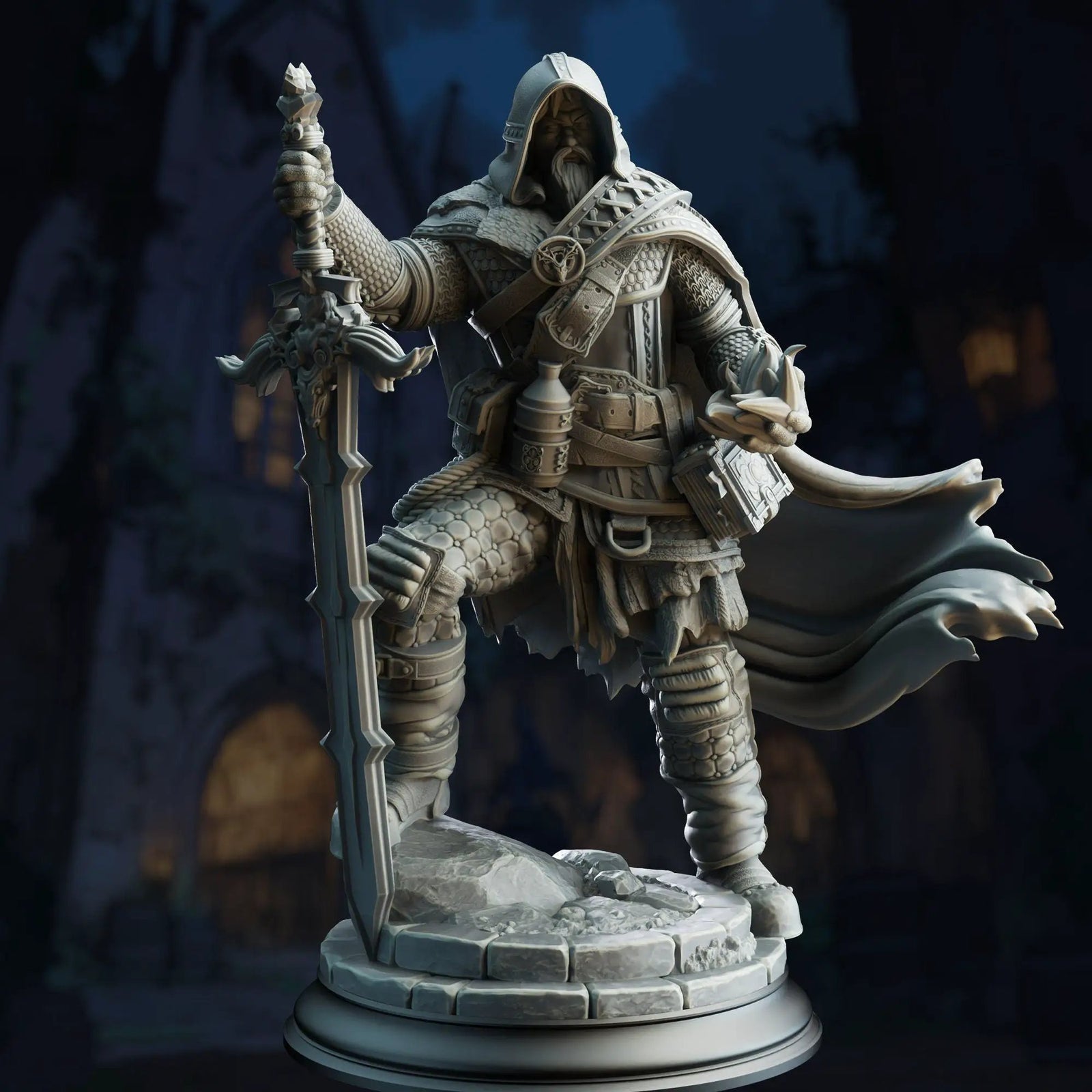 3D printed Human Revenant Ranger model by Last Hope Miniatures, showing detailed undead warrior with armor and weapon.