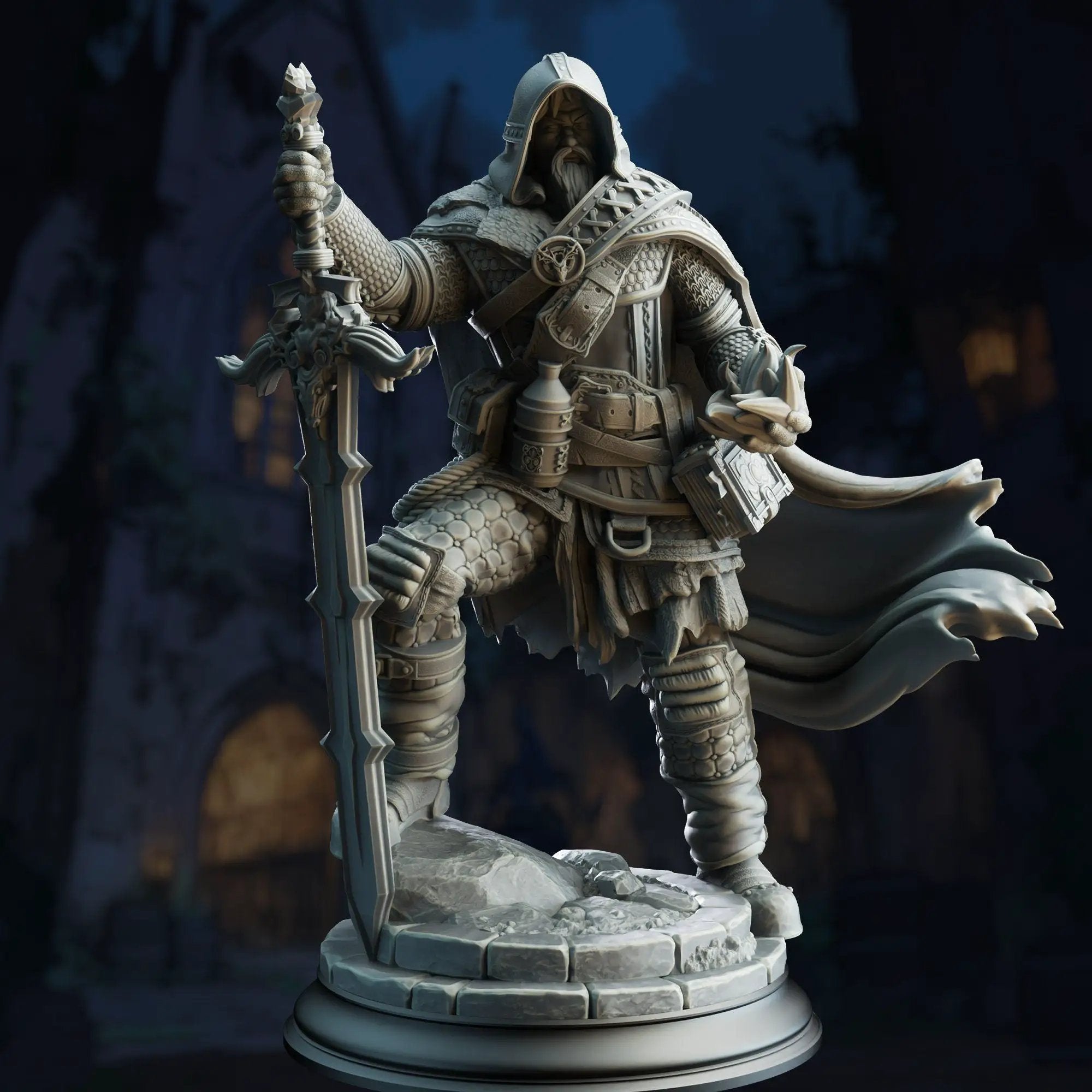 3D printed Human Revenant Ranger model by Last Hope Miniatures, showing detailed undead warrior with armor and weapon.