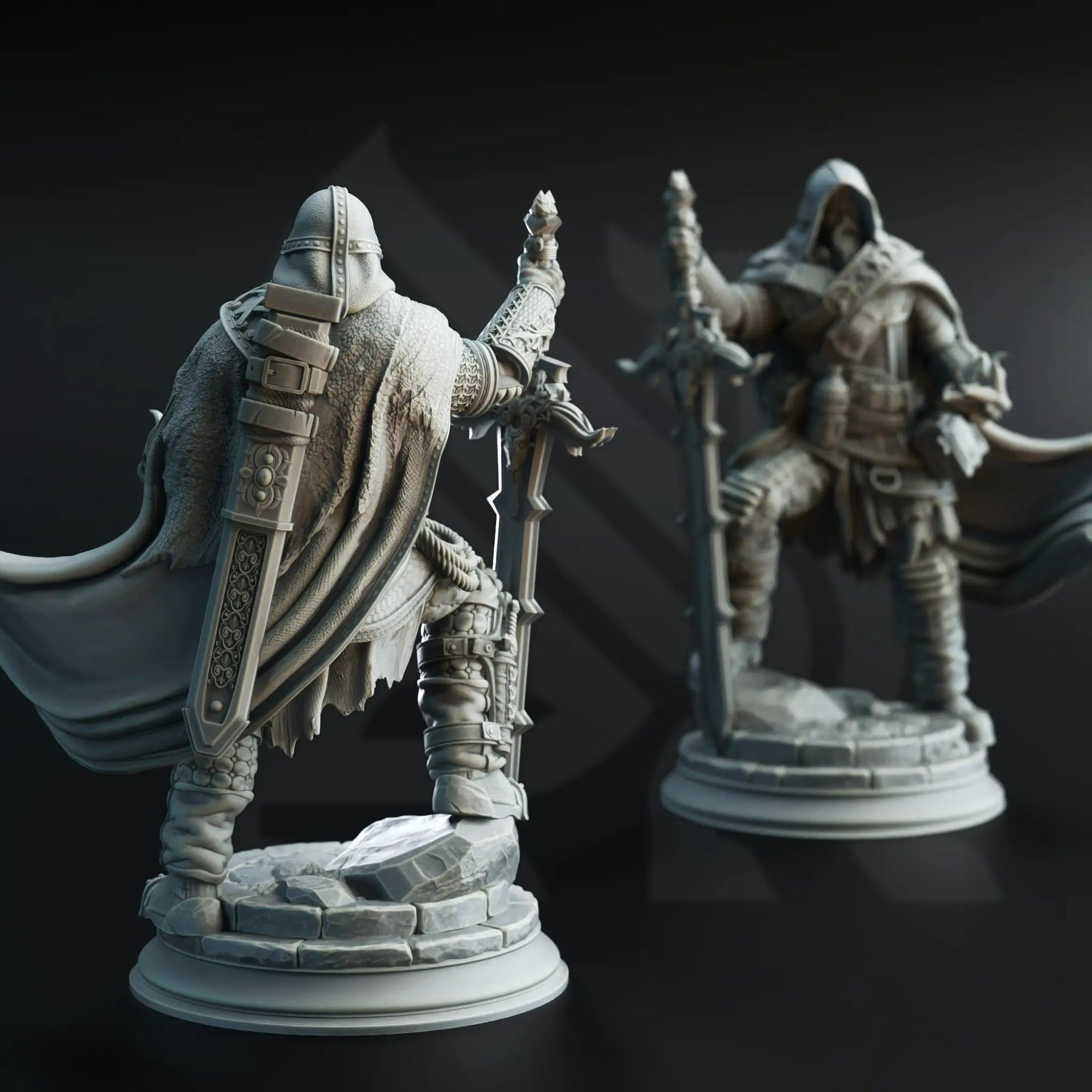3D printed Human Revenant Ranger model by Last Hope Miniatures, featuring detailed armor and weaponry on a dynamic pose.