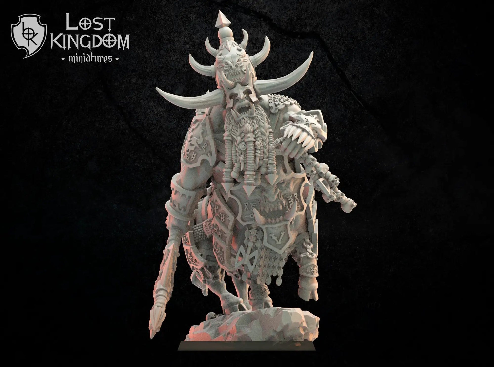 3D printed Hurgroth Bul-Thaur hero model by Lost Kingdom Miniatures, detailed fantasy miniature from Last Hope Miniatures collection.