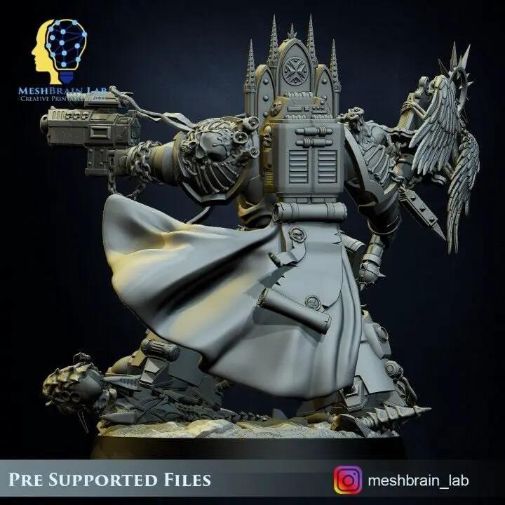 3D printed Imperial Marine Custos Dogmatis model by Meshbrain Labs, detailed miniature from Last Hope Miniatures collection.