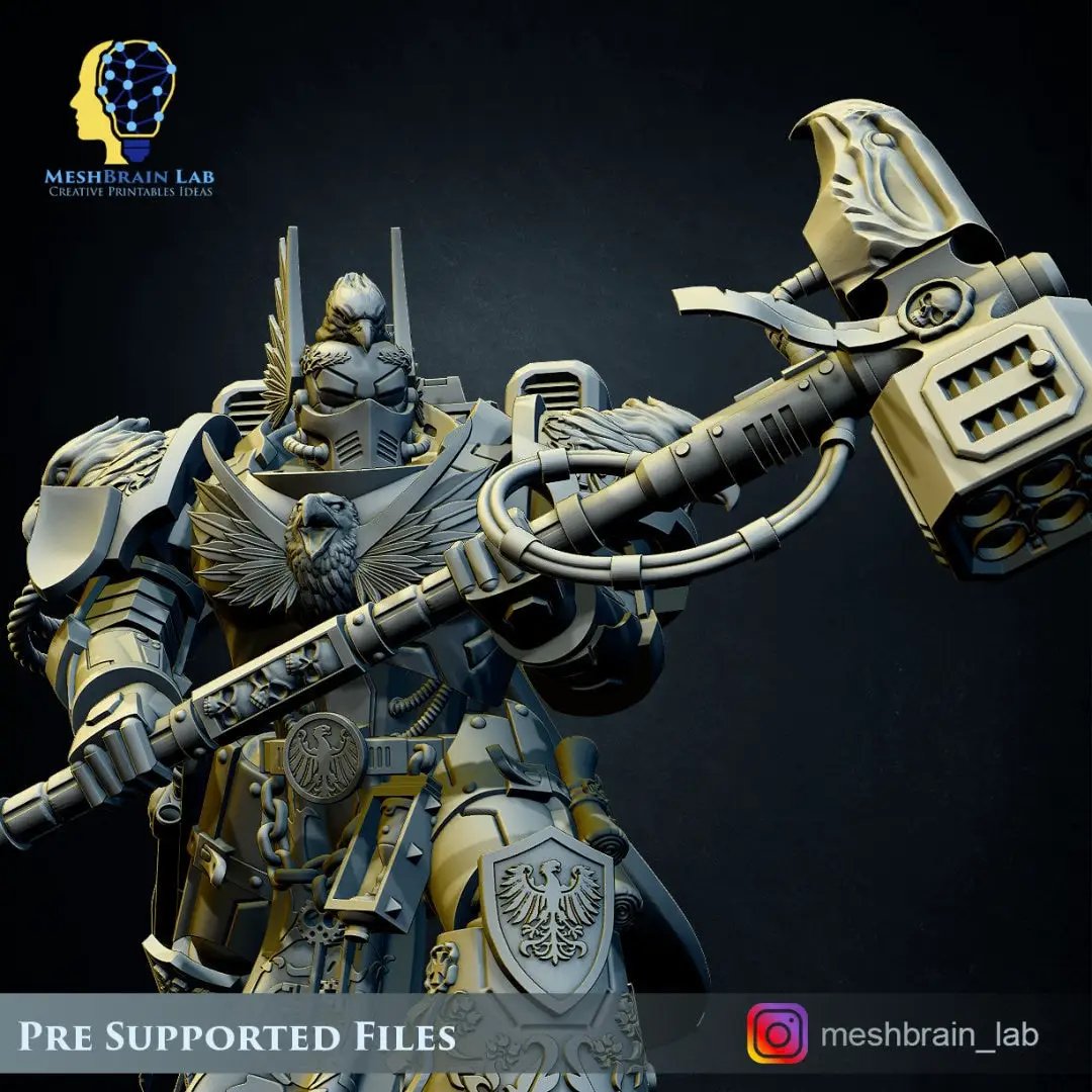 3D printed Imperial Marine Master of the Order of Heaven model by Last Hope Miniatures, detailed fantasy character with armor and weaponry