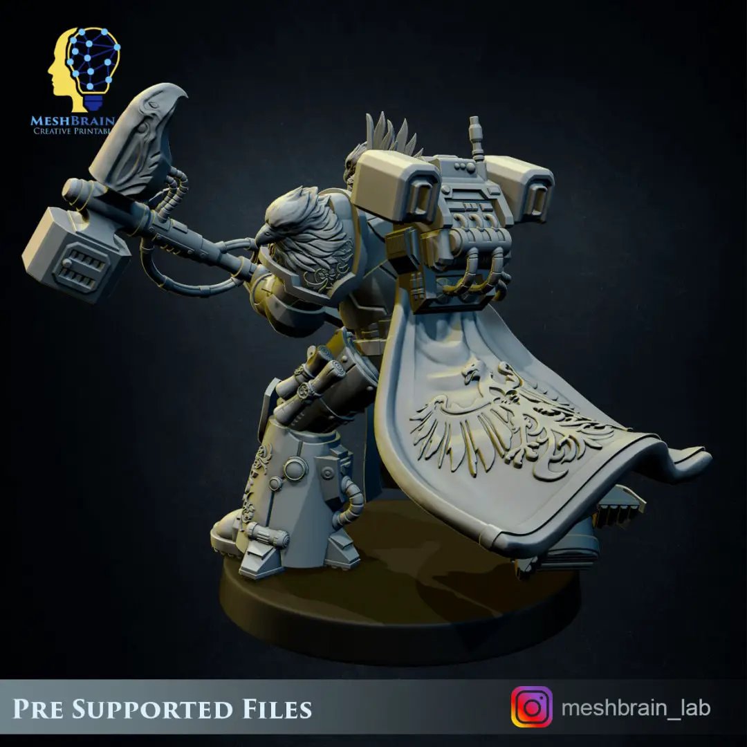 3D printed Imperial Marine Master of the Order of Heaven model by Last Hope Miniatures from Meshbrain Labs, detailed sci-fi figure.